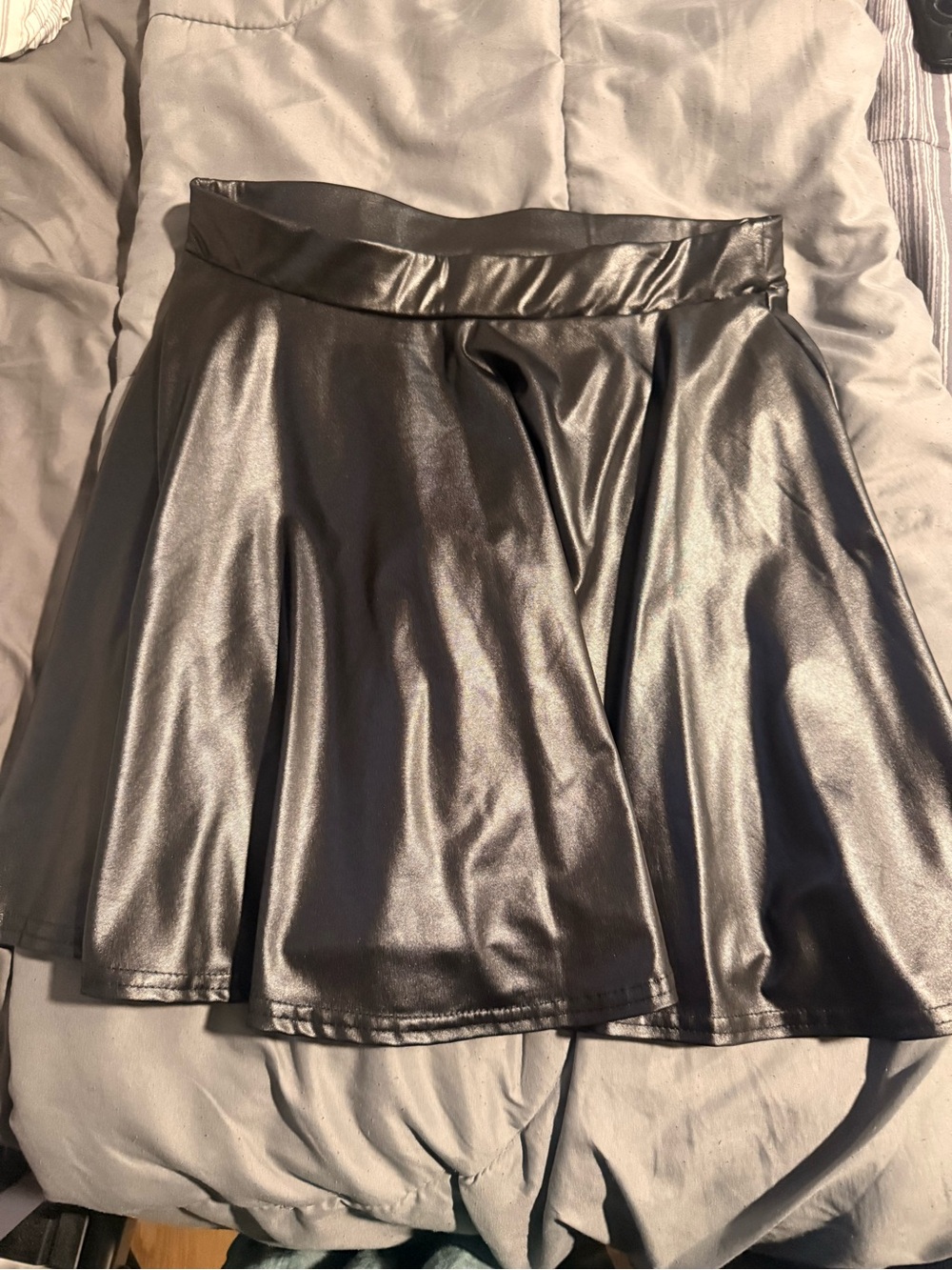Metallic Black A-Line Skirt